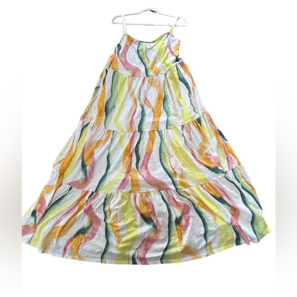 Torrid NWT 2X Plus Size Colourful Wavy Stripe Tiered Maxi Dress Cotton Blend - Picture 6 of 12